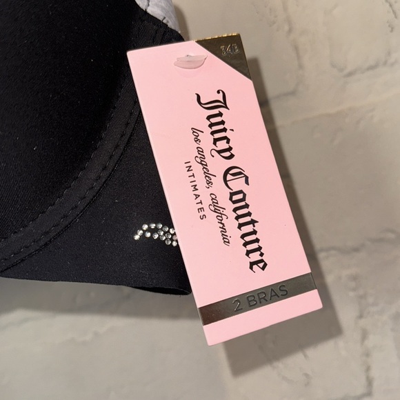 Juicy Couture bras Black Gray crown 34B bling lightly padded underwire 2 pack - Picture 3 of 6
